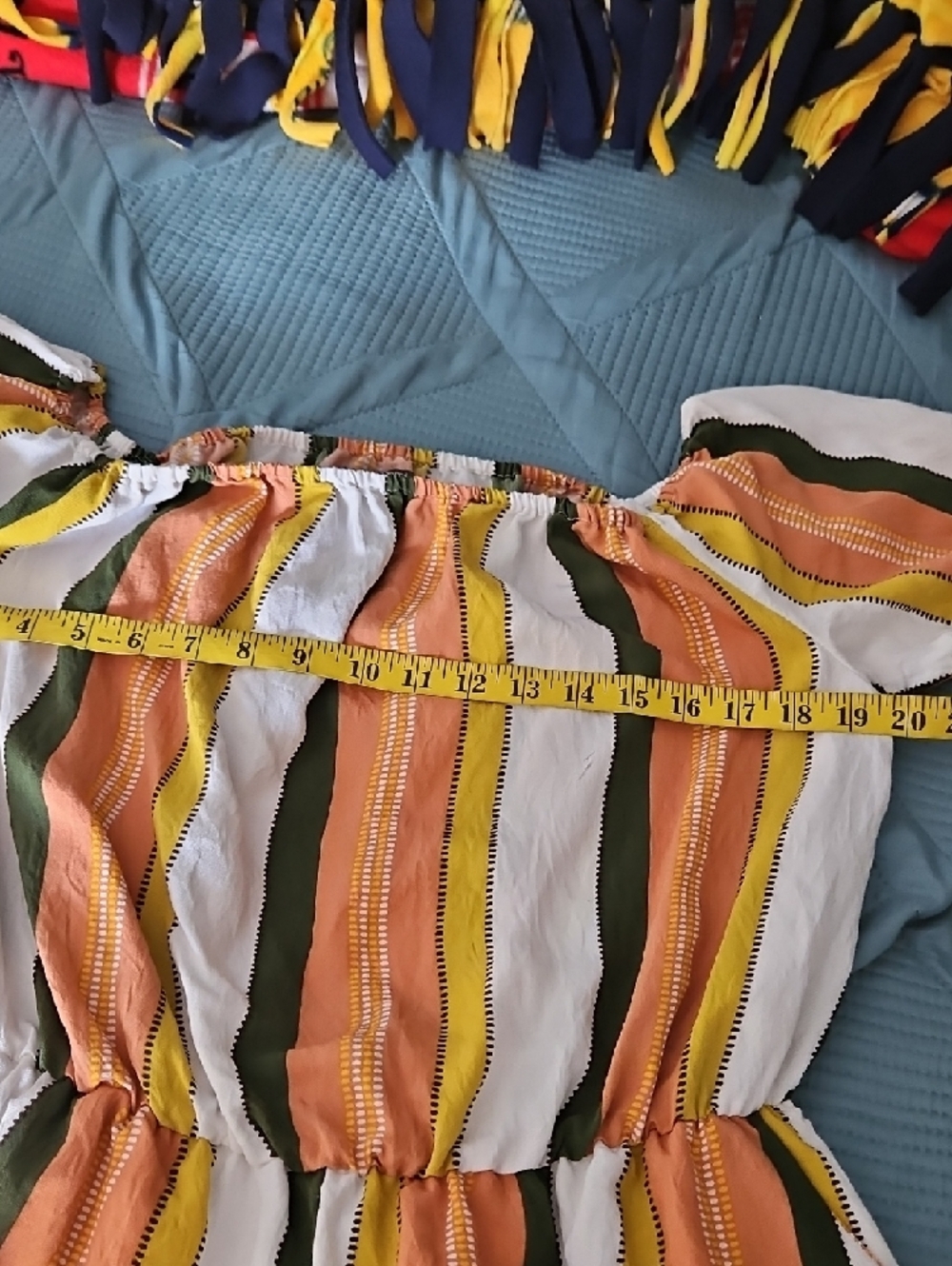 &merci Striped Off-Shoulder Romper Shorts in Multi-Color Large - Picture 7 of 13
